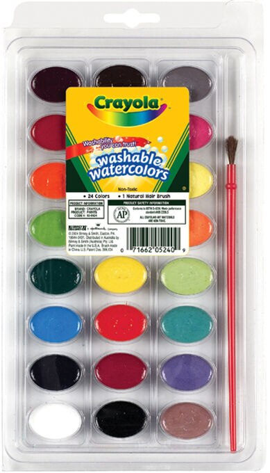 Crayola 25ct Washable Watercolors & Paint Brush