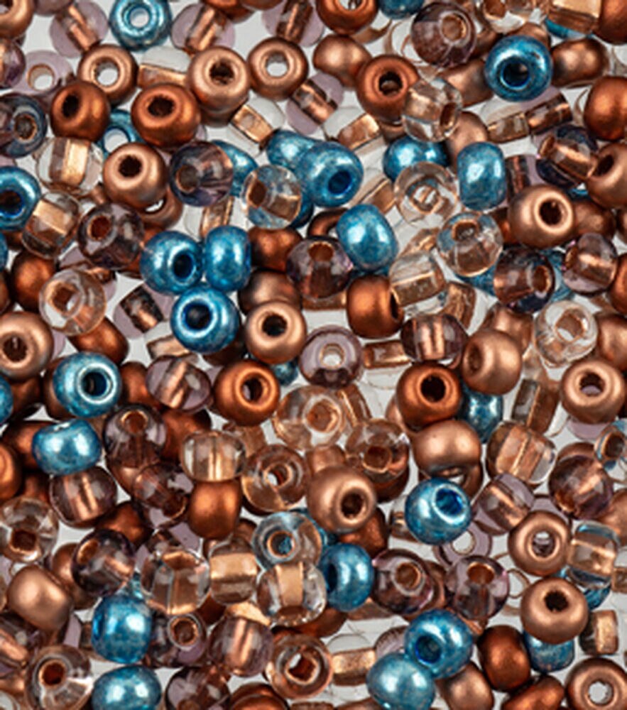 John Bead Czech Glass Beads 24G 6/0, Rusty & Blues, swatch