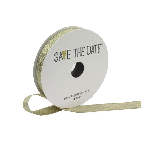 Save the Date 5/8 x 15' Metallic Champagne Ribbon