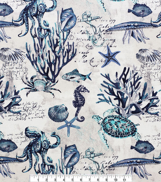 Oceanography Indigo Outdoor Print Fabric, , hi-res, image 2