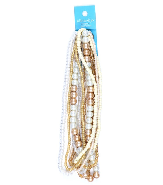 14" Ivory Glass Multi Strand Seed Strung Beads by hildie & jo