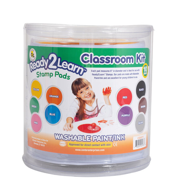 Ready 2 Learn 6" Circular Washable Paint & Ink Pad Classroom Kit 10pc