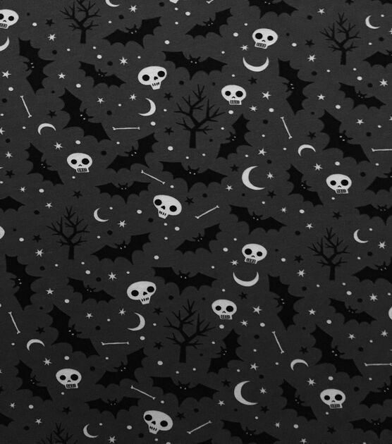 Halloween Grey Halloween Icons Jersey Knit Fabric by POP!