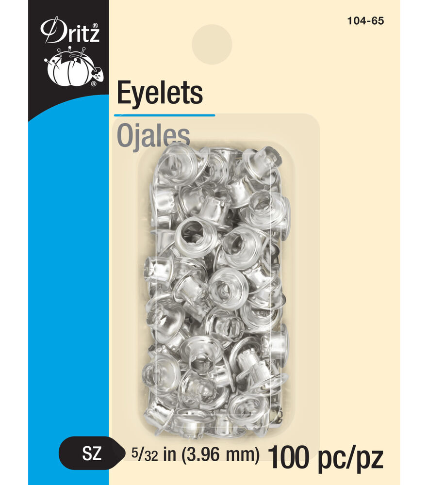 Dritz 5/32" Eyelets, 100 pc, Brass, Nickel, swatch