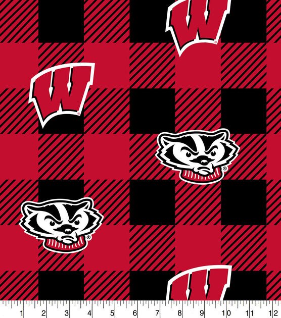 Wisconsin Badgers Fleece Fabric Buffalo Check