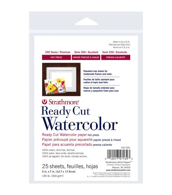 Strathmore Watercolor Paper 5"X7" 140lb 25 Sheets Hot Pressed
