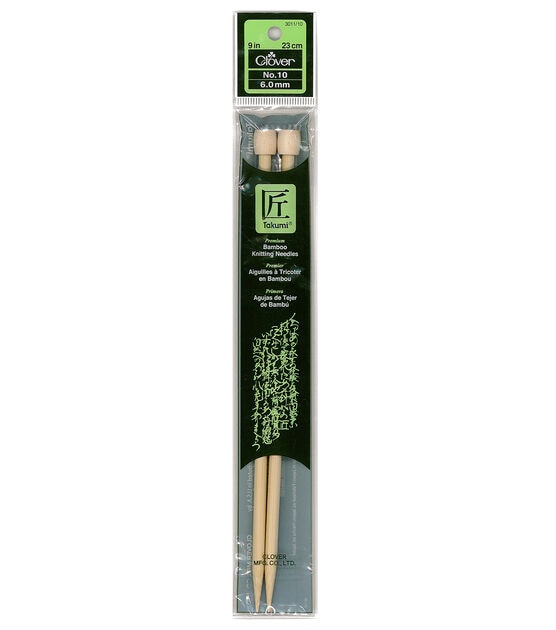 Clover 9" Bamboo Size 10 Single Point Knitting Needle Set