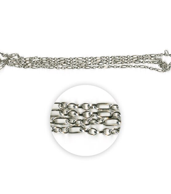 70" Antique Silver Oval & Long Oval Rolo Metal Chain by hildie & jo