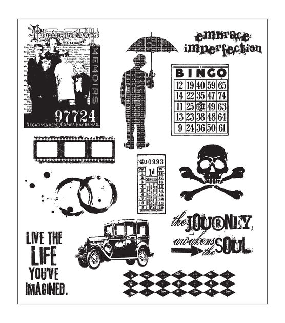 Tim Holtz 8.5" x 7" Mini Muse Cling Red Rubber Stamp Sheet
