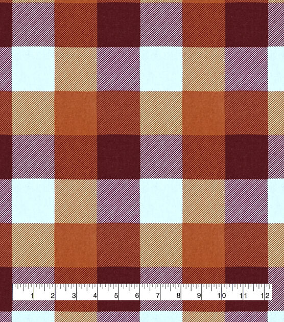 Fall Rust and Cream Buffalo Check Super Snuggle Flannel Fabric, , hi-res, image 2