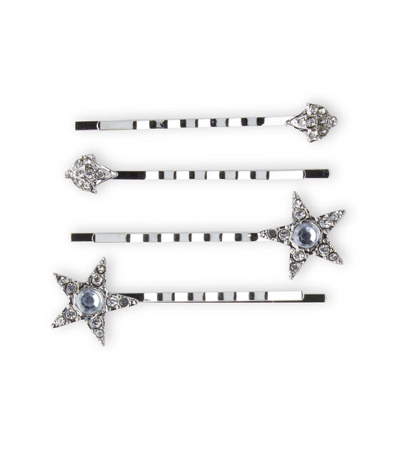 4ct Silver Star & Diamond Hairpins by hildie & jo, , hi-res, image 2