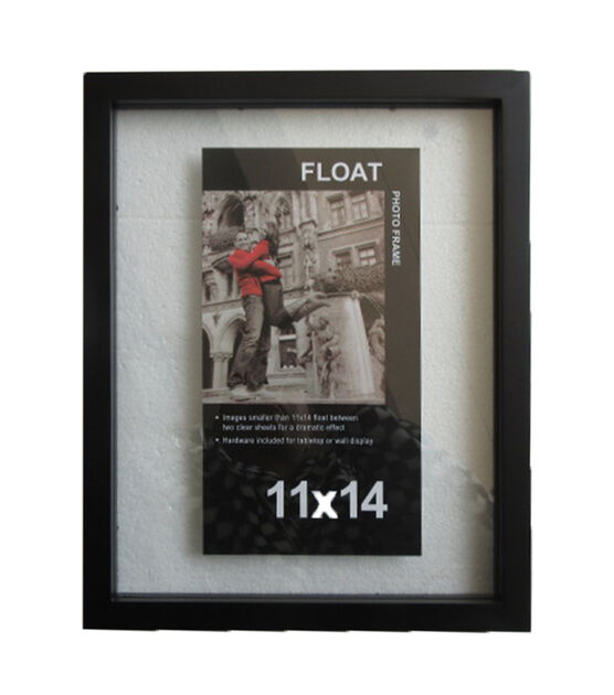11x14 Black Floating Frames (Set of 2), Picture Frame Wall Mount or Tabletop Standing
