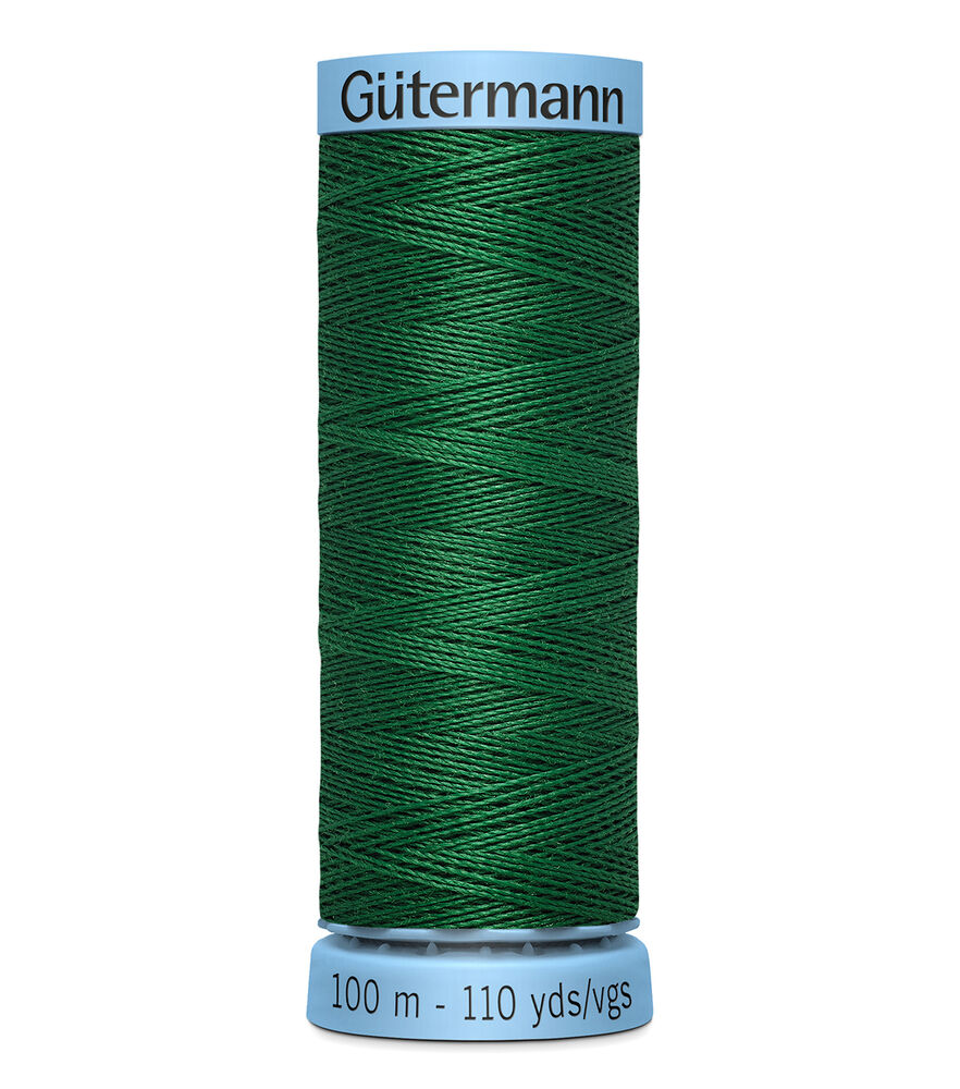 Gutermann 110yd 30wt Silk Thread, 237 Green, swatch