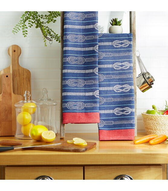 Design Imports  Set of 2 Nautical Knots Jacquard Kitchen Towels, , hi-res, image 5