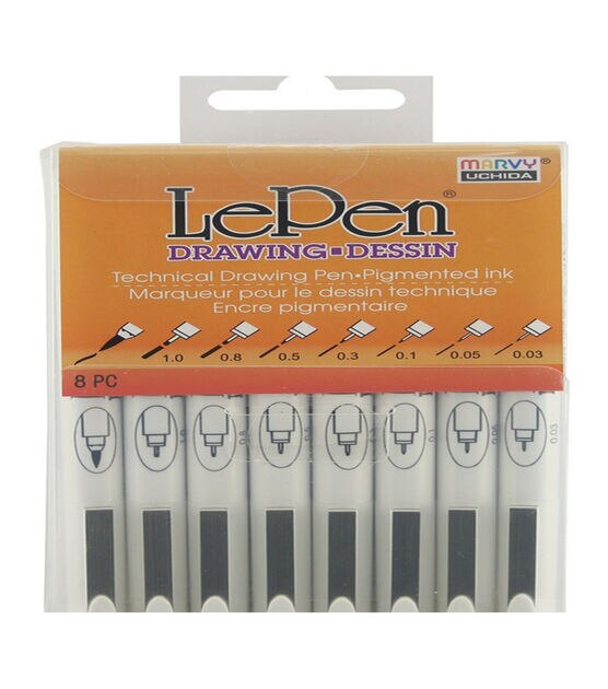 Marvy Uchida 8ct LePen Assorted Technical Drawing Pens