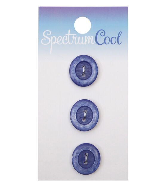 Spectrum Cool 5/8" Blue Round 2 Hole Buttons 3pk