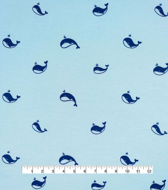 Tiny Whales Nursery Flannel Fabric by Lil' POP!, , hi-res, image 4