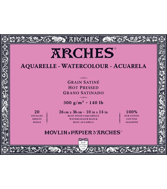 Arches Aquarelle Cotton Watercolor Paper 22 x 30 - 4 Sheets Cold Press  140 LBS