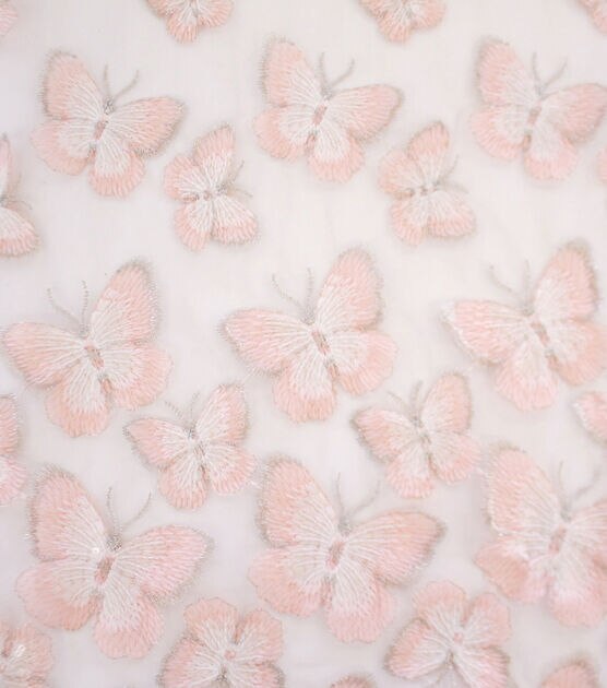 Light Pink Sequin Butterfly Mesh Fabric by Sew Sweet