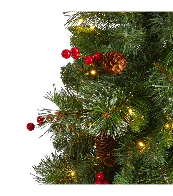 Nearly Natural 4' Clear Pre Lit Pine & Berry Christmas Tree, , hi-res, image 3