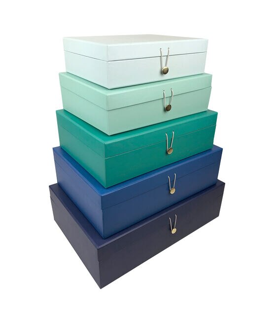 12.5" Teal Rectangle Box With Button Closure, , hi-res, image 3