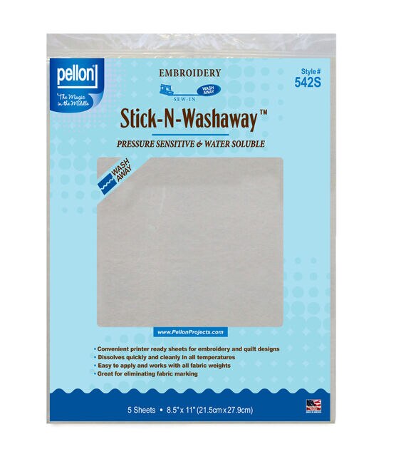 542S Stick N Washaway Water Soluble Stabilizer 5 Sheets