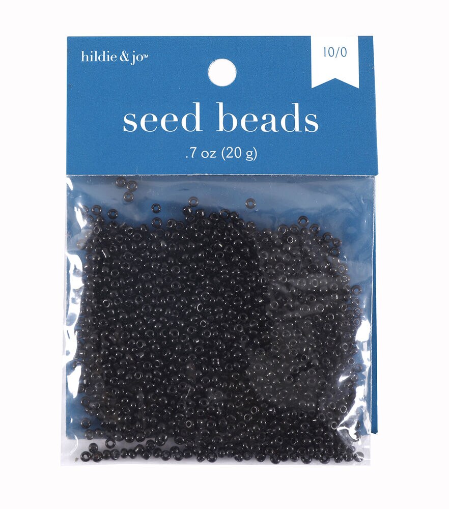 20g Black Opaque Glass Seed Beads by hildie & jo, Black, swatch