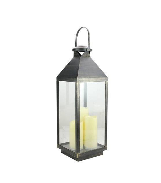 Northlight 24" Large Gold Black Candle Lantern Flameless LED Candles, , hi-res, image 2