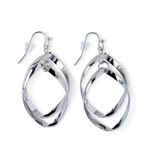 8" Silver Spiral Drop Earrings by hildie & jo, , hi-res, image 2