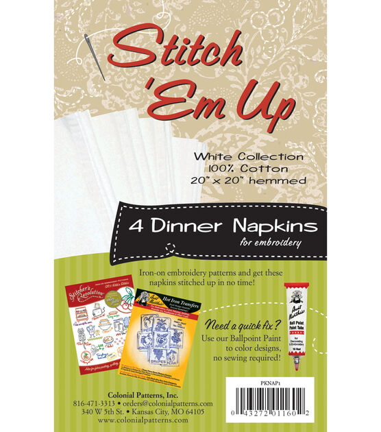 Stitch 'em Up 20" x 20" Dinner Napkin Embroidery Fabric