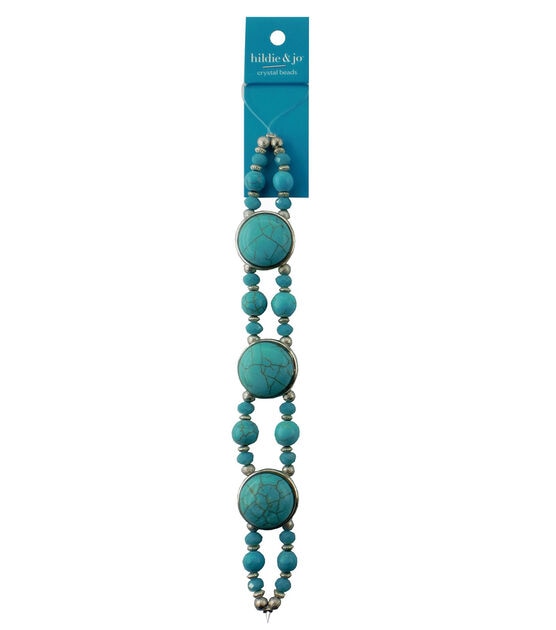 7" Turquoise & Silver Crystal Bead Strand by hildie & jo