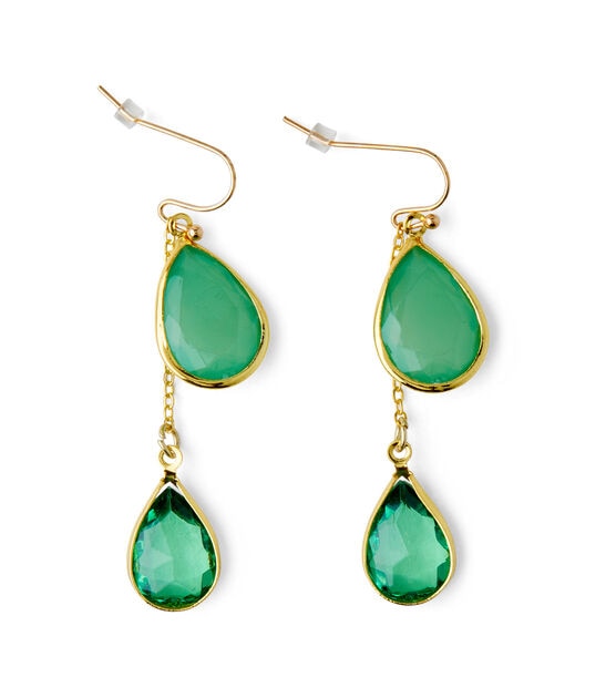 Green & Blue Teardrop Stone Earrings by hildie & jo, , hi-res, image 2