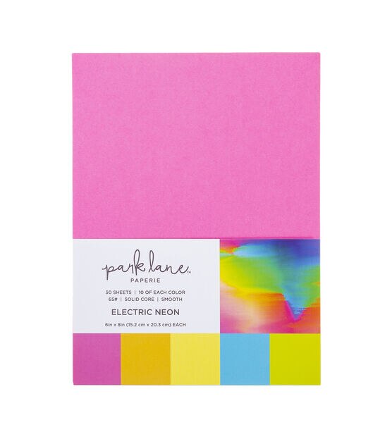 50 Sheet 6" x 8" Electric Neon Cardstock Paper Pack by Park Lane