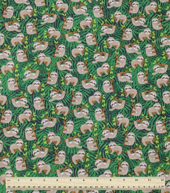 Happy Sloth Life Novelty Cotton Fabric, , hi-res, image 2