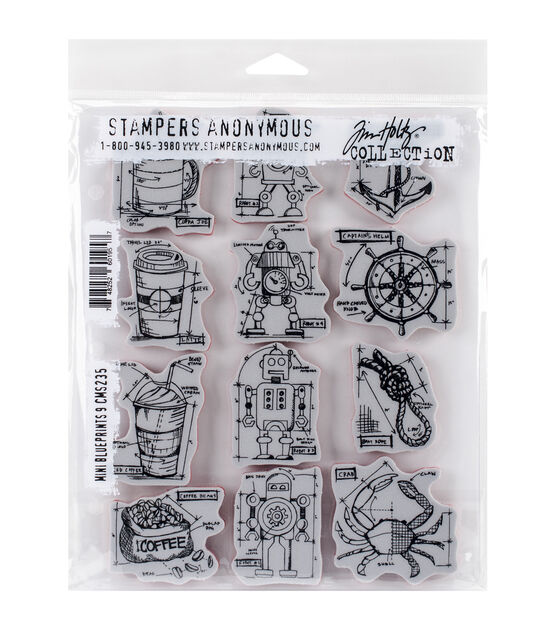 Tim Holtz Cling Stamps 7"X8.5" Mini Blueprints #9