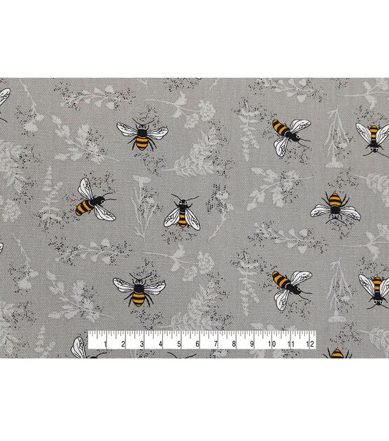 Cotton Canvas Grey Bee Fabric, , hi-res, image 4