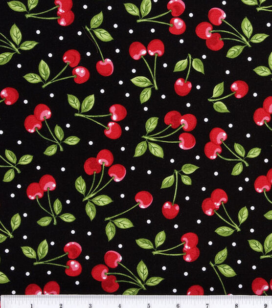 Robert Kaufman Dots & Cherries Novelty Cotton Fabric