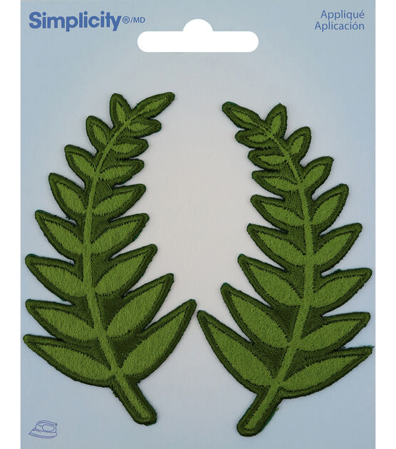Simplicity 3.5" Green Fern Iron On Patches 2pk
