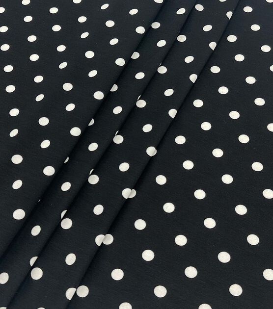 Summer Ponte Knit Fabric 57'' White Dots on Black, , hi-res, image 2