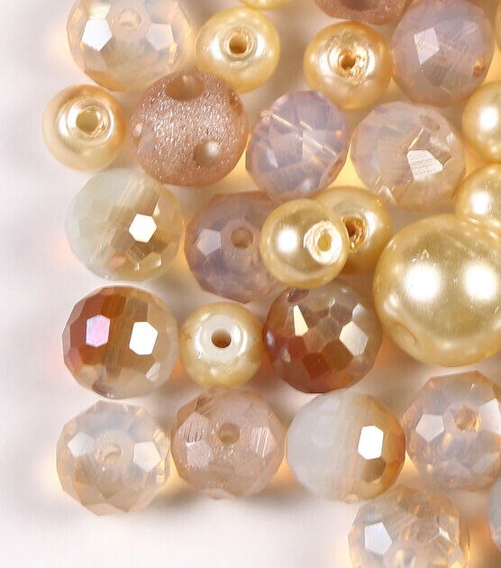 60pc White & Gold Mixed Glass Beads by hildie & jo, , hi-res, image 2