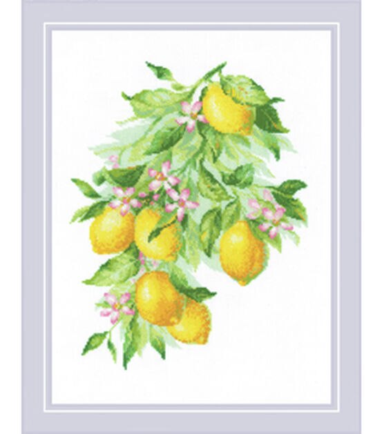 ROILIS 12" x 16" Bright Lemons Counted Cross Stitch Kit