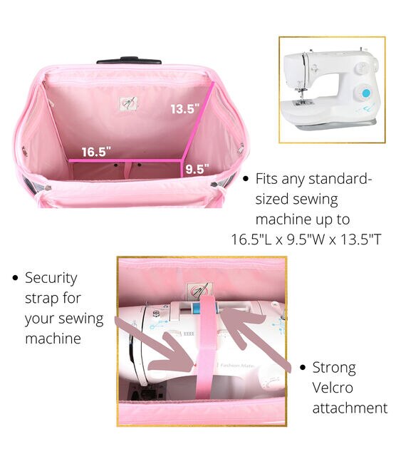 Everything Mary 21.5 Gray & Pink Floral 4 Wheel Rolling Sewing Case
