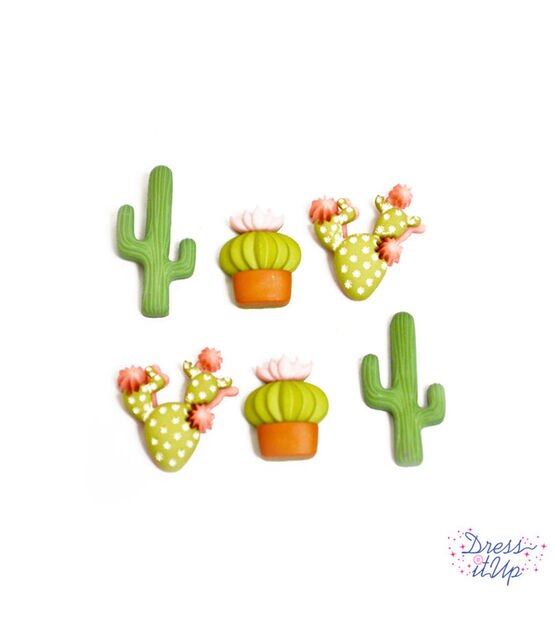 Dress It Up 6ct In the Desert Cacti Shank Buttons