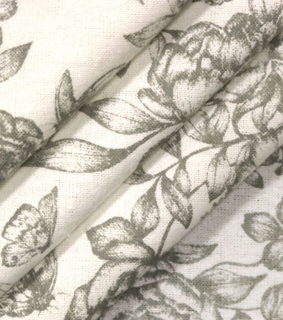 Large Floral Gray 108" Wide Flannel Fabric, , hi-res, image 2