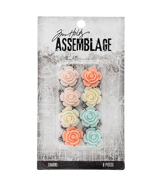 Tim Holtz Assemblage 8ct Pastel Rose Charms