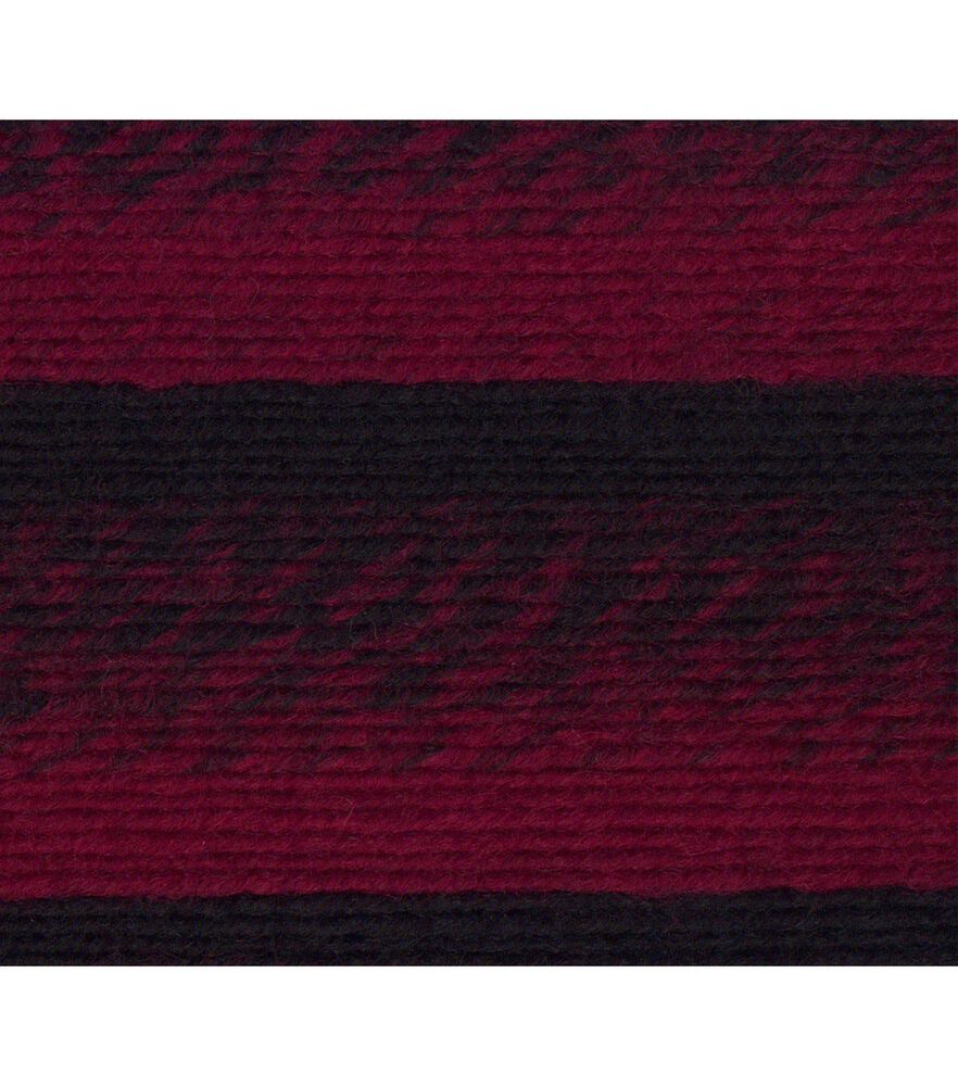 Lion Brand Scarfie 312yds Bulky Acrylic Blend Yarn, Cranberry/black, swatch, image 3