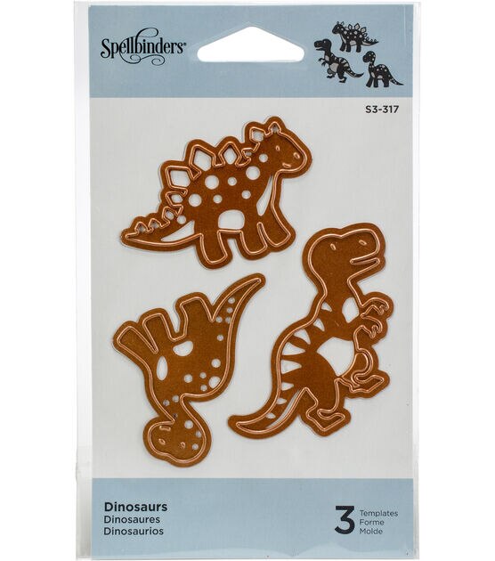 Spellbinders 3 pk Die D Lites Etched Dies Dinosaurs