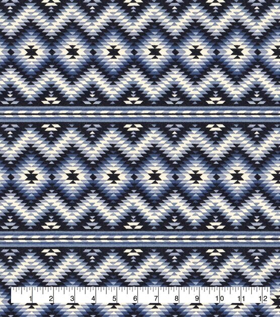 Blue Aztec Super Snuggle Flannel Fabric, , hi-res, image 2