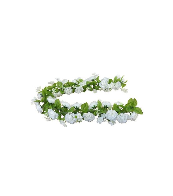 65" Spring White Rose & Berry Garland by Bloom Room, , hi-res, image 1