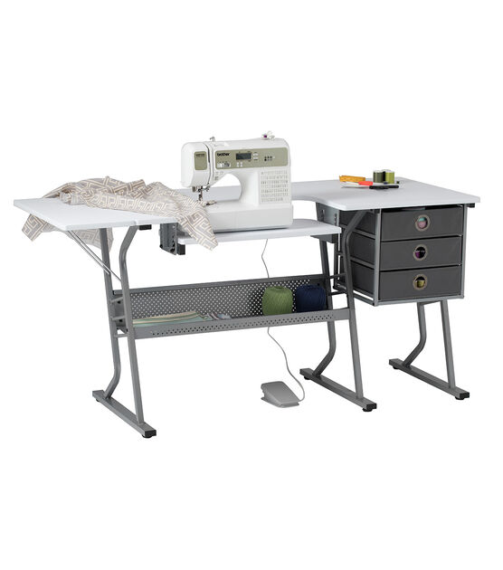Studio Designs Eclipse Ultra Steel Sewing Machine Table Gray & White, , hi-res, image 12
